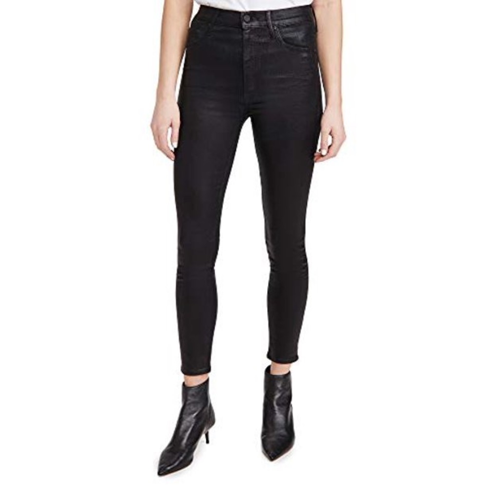 Mother NWT The Swooner Coated Ankle in Black Size 27